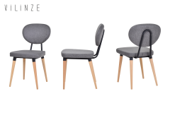 Akdeniz Ahşap Naturel Ayak Sandalye Gri