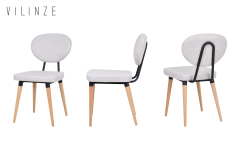 Vilinze Akdeniz Ahşap Naturel Ayak Sandalye Beyaz