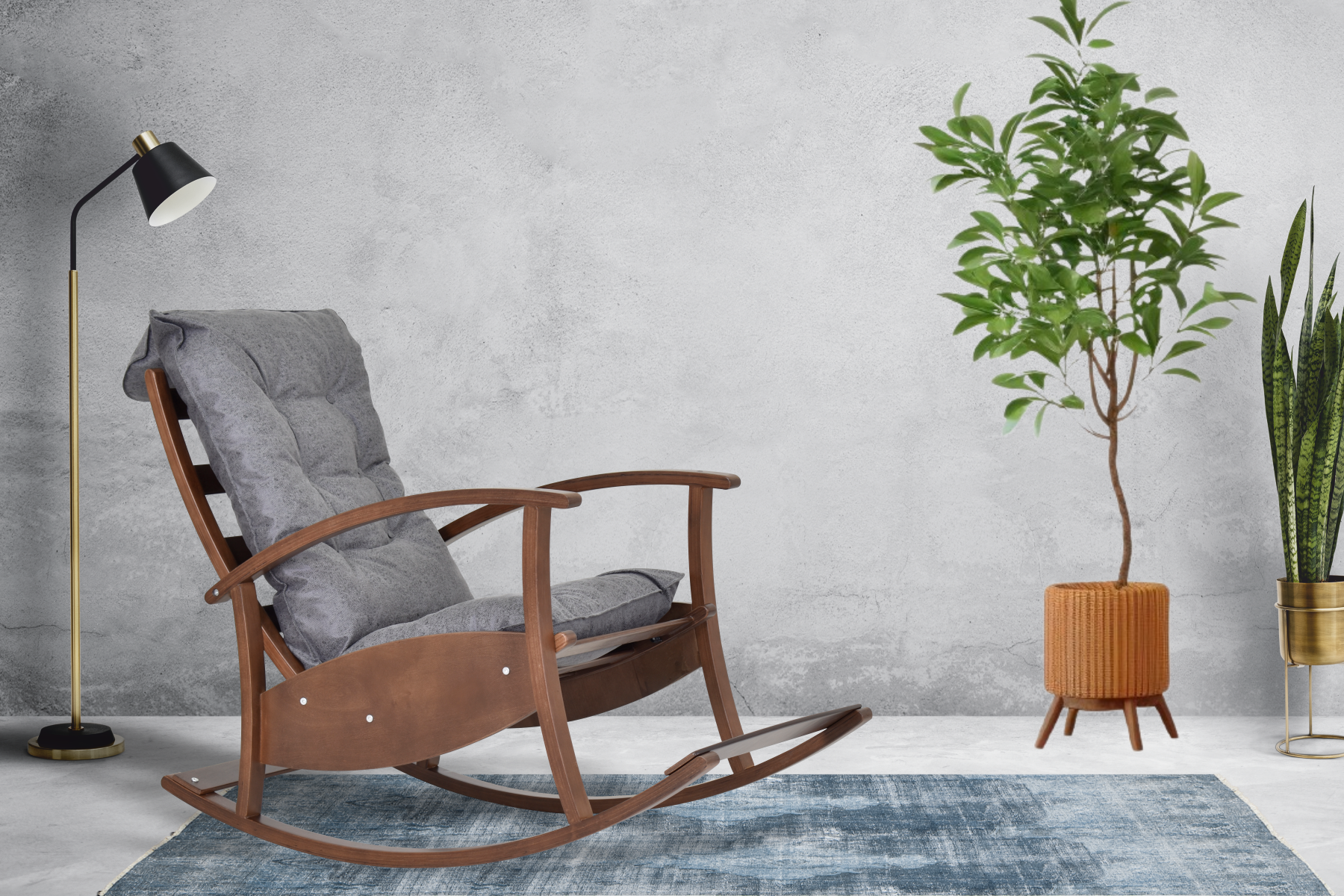 Vilinze Dandini Kestane Ahşap Sallanan Koltuk Tv Sandalyesi