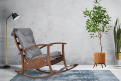 Vilinze Dandini Kestane Ahşap Sallanan Koltuk Tv Sandalyesi