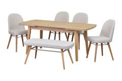 Mara Sandalye Hazar Bank Aras Mutfak Masası Takımı - 80x140 cm Beyaz - Naturel