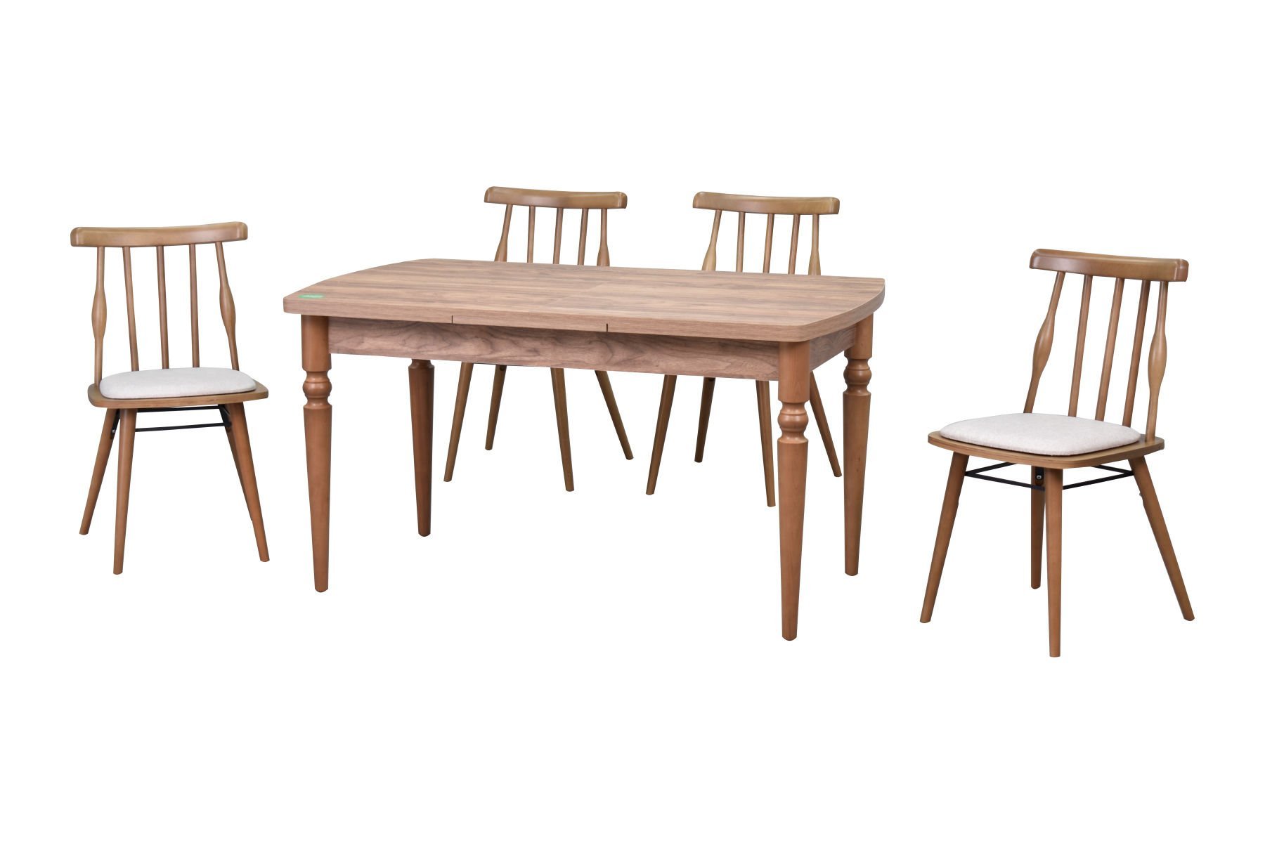 Soma Sandalye Turna Mutfak Masası Takımı - 80x140 cm Beyaz - Kestane