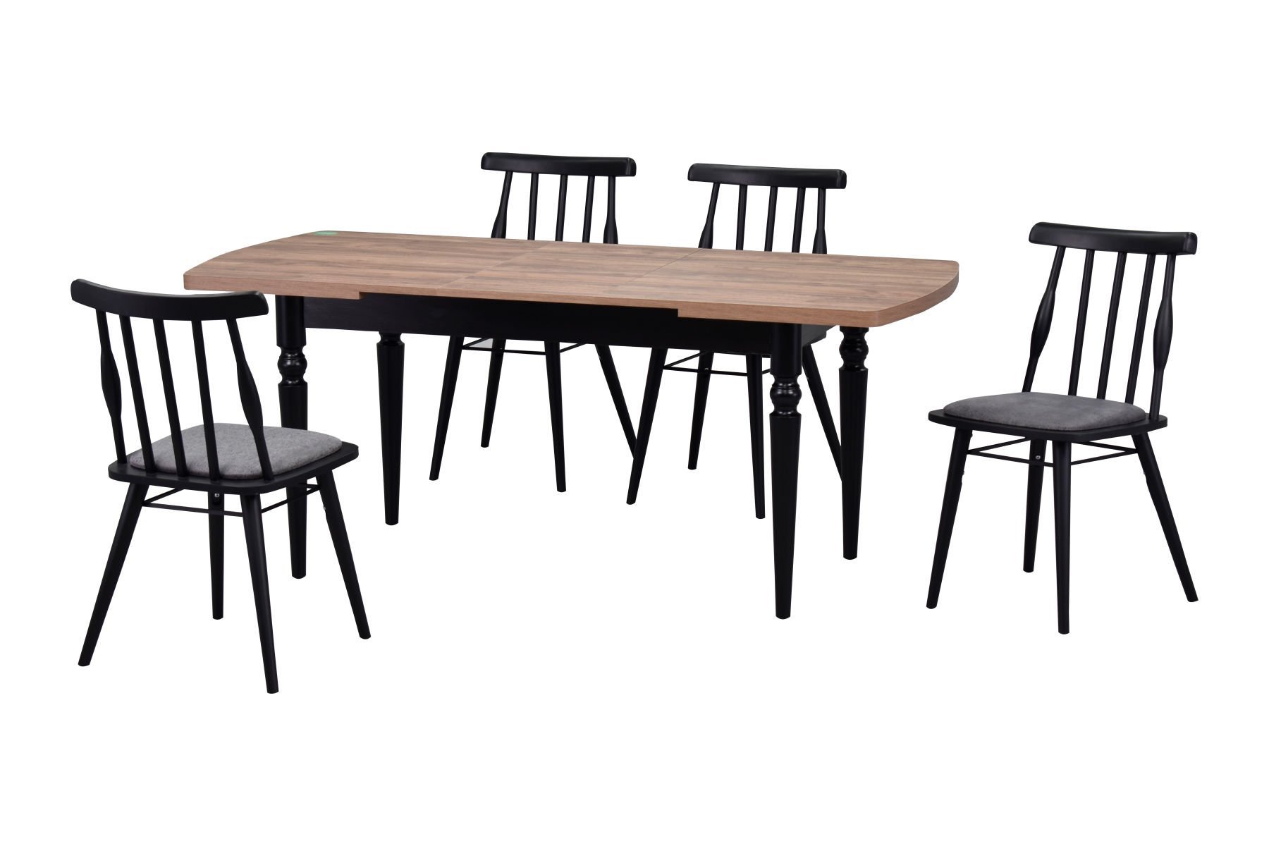 Soma Sandalye Turna Mutfak Masası Takımı - 80x140 cm Gri - Kestane/Siyah