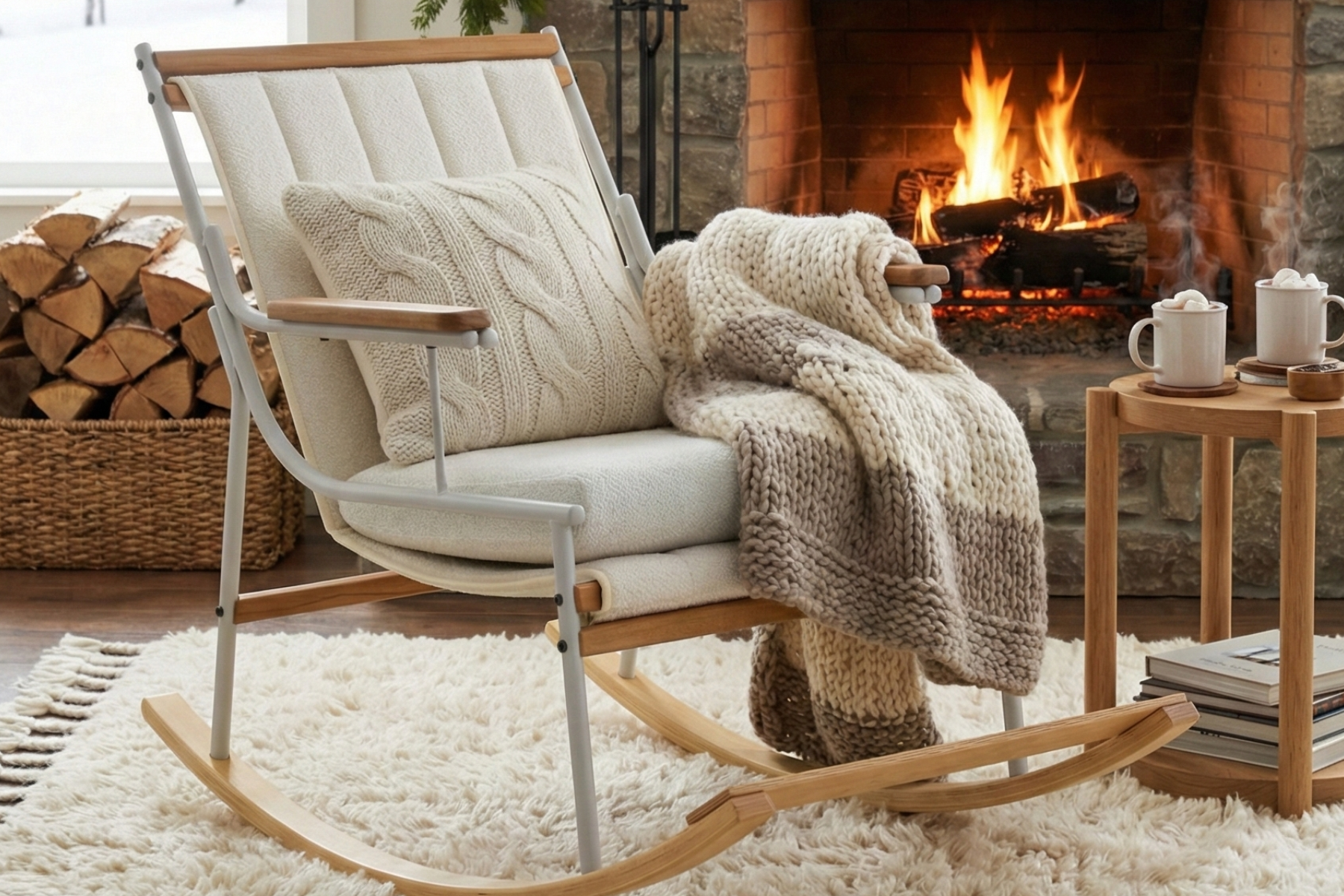 Vilinze Bal Ahşap-Metal Ayak Teddy Sallanan Sandalye Tv Koltuğu