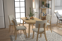 Mir Sandalye Aras Mutfak Masası Takımı - 80x140 cm Beyaz - Naturel