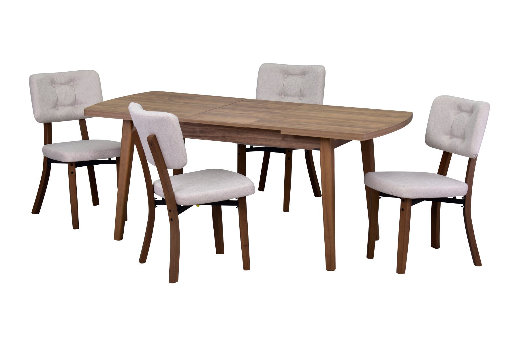 Mir Sandalye Aras Mutfak Masası Takımı - 80x140 cm Beyaz - Kestane