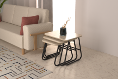 Vilinze Zigana Çok Amaçlı Siyah Metal Ayak 3'lü Zigon Sehpa