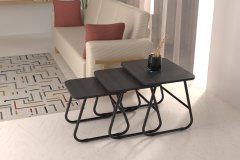 Vilinze Zigana Çok Amaçlı Siyah Metal Ayak 3'lü Zigon Sehpa Siyah