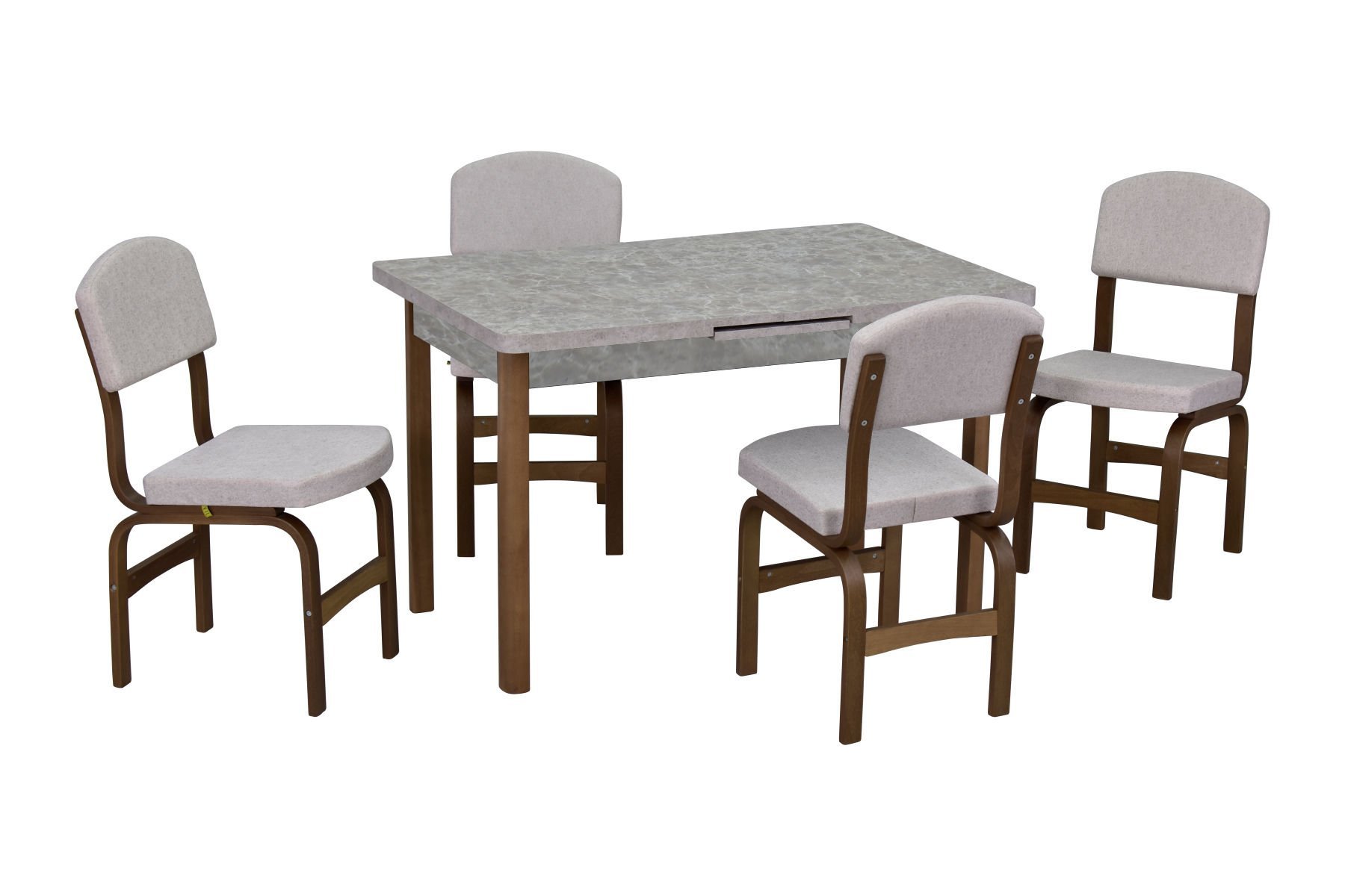 Ege Sandalye Fırat Mutfak Masası Takımı - 80x120 cm Taş Desen/Kestane