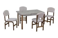 Ege Sandalye Fırat Mutfak Masası Takımı - 80x120 cm Taş Desen/Kestane