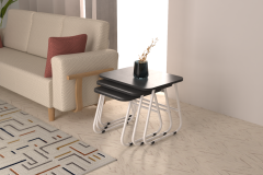 Vilinze Zigana Çok Amaçlı Beyaz Metal Ayak 3'lü Zigon Sehpa