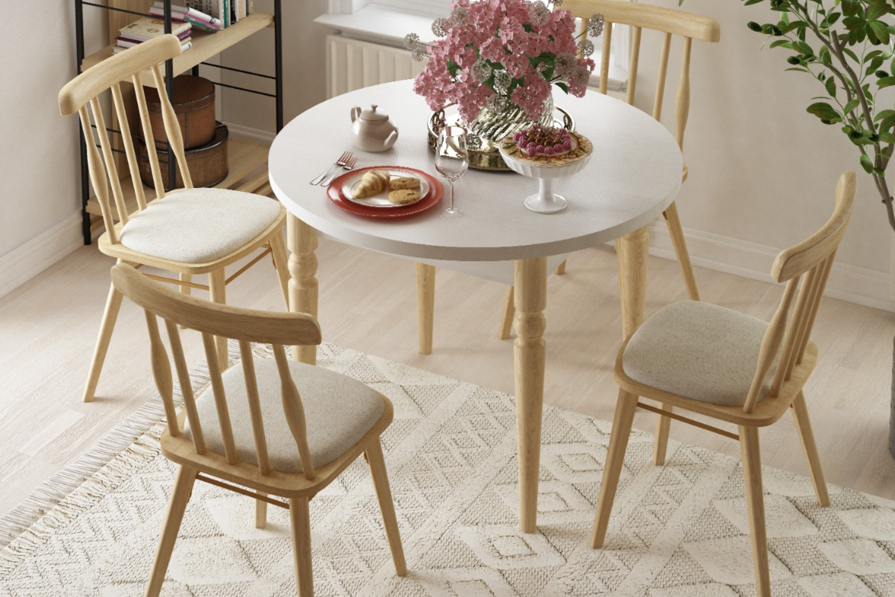 Vilinze Soma Sandalye Turna Yuvarlak Mutfak Masası Takımı