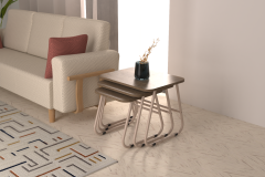 Vilinze Zigana Çok Amaçlı Vizon Metal Ayak 3'lü Zigon Sehpa