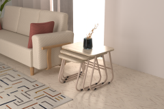 Vilinze Zigana Çok Amaçlı Vizon Metal Ayak 3'lü Zigon Sehpa