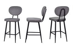 Barsama Siyah Metal Mutfak Bar Sandalyesi Gri