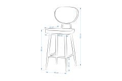 Barsama Siyah Metal Mutfak Bar Sandalyesi Gri