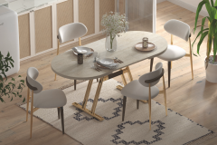 Vilinze Venüs Sandalye Afyon Gold Mutfak Masası Takımı - 80x140 cm