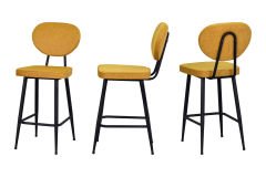 Barsama Siyah Metal Mutfak Bar Sandalyesi Sarı