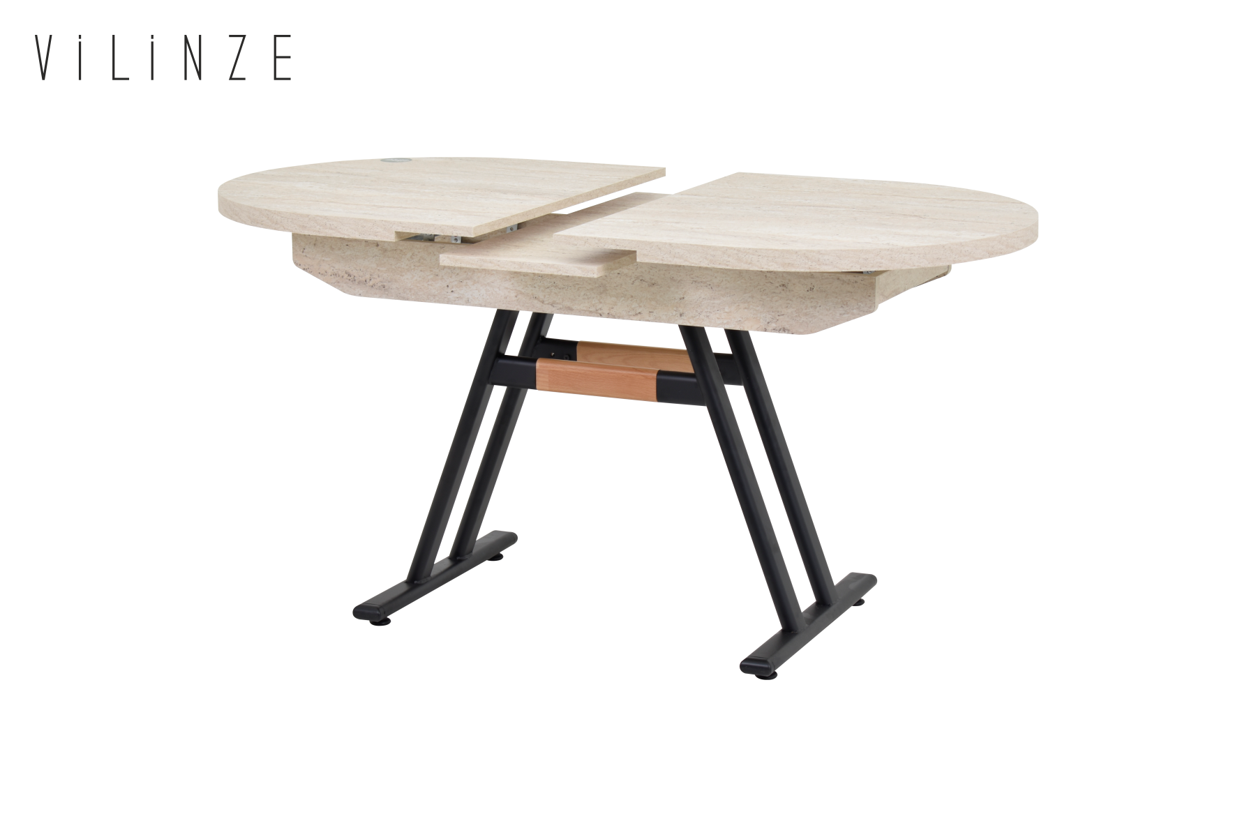 Vilinze Afyon Açılır Yemek Masası - 80x140 cm Traverten