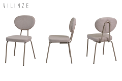 Vilinze Damla Sandalye Tatvan Vizon/Traverten Mutfak Masası Takımı - 70x120 cm