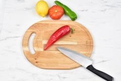 Doğal Meşe Dikey Sunum - Kesme Tahtası 18mm-Oval