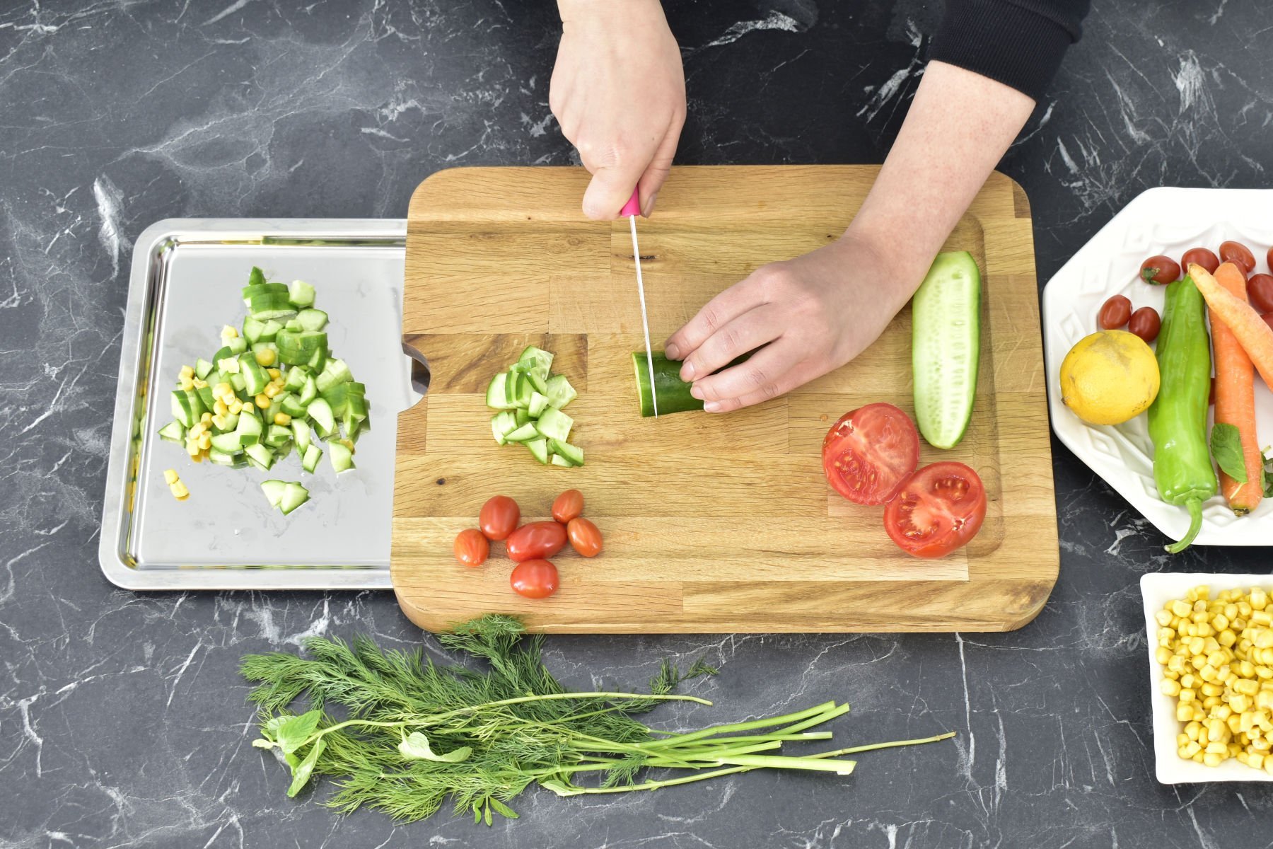 Vilinze Meşe Tepsili Kesme Tahtası - Xl