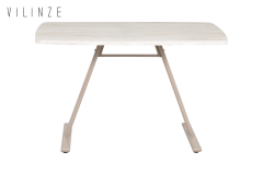Vilinze Tatvan Sabit Mutfak Masası - 70x120 cm Traverten/Vizon