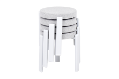 Teras Beyaz Metal Ayak İstiflenebilir Mutfak-Balkon Taburesi