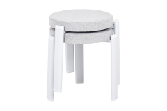 Vilinze Teras Beyaz Metal Ayak İstiflenebilir Mutfak-Balkon Taburesi