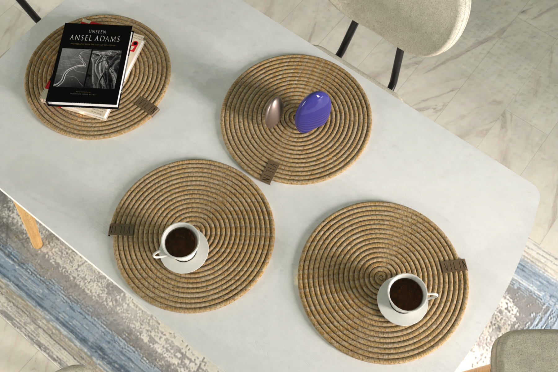 Vilinze Hasır Jüt İp Supla / Amerikan Servis - 32x32 Cm