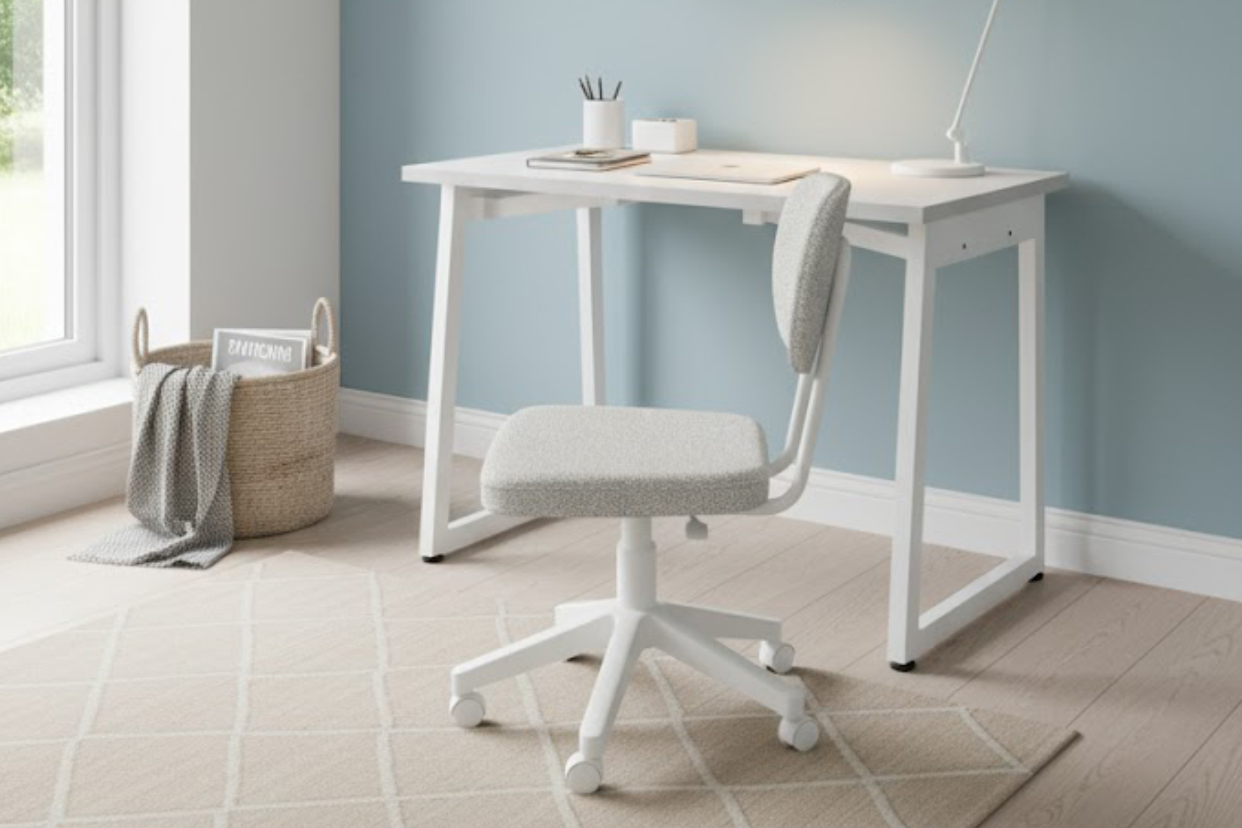 Vilinze Biga Çalışma Ofis Masası ve Deniz Çalışma Ofis Sandalyesi Set - 60x90 cm Kırçıllı Gri/Kolsuz