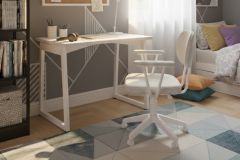 Vilinze Biga Çalışma Ofis Masası ve Deniz Çalışma Ofis Sandalyesi Set - 60x90 cm Kırçıllı Gri/Kollu