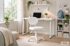 Vilinze Biga Çalışma Ofis Masası ve Deniz Çalışma Ofis Sandalyesi Set - 60x120 cm