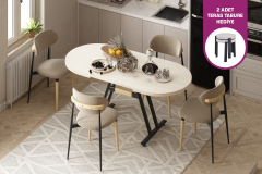 Vilinze Venüs Sandalye Afyon Mutfak Masası Takımı - 80x140 cm