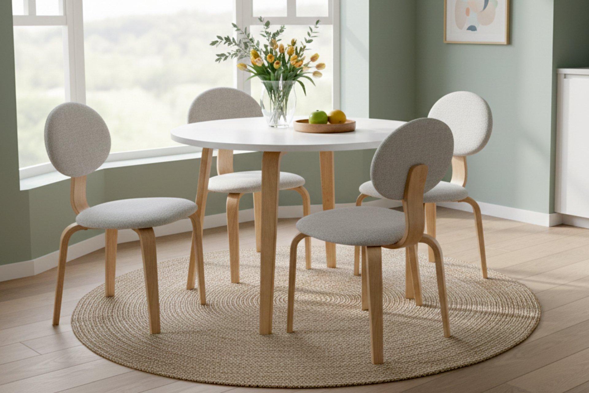 Vilinze Lodos Sandalye Demre Yuvarlak Mutfak Masası Takımı - 90x90 cm