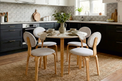 Vilinze Lodos Sandalye Demre Yuvarlak Mutfak Masası Takımı - 90x90 cm