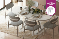 Vilinze Venüs Sandalye Afyon Mutfak Masası Takımı - 80x140 cm