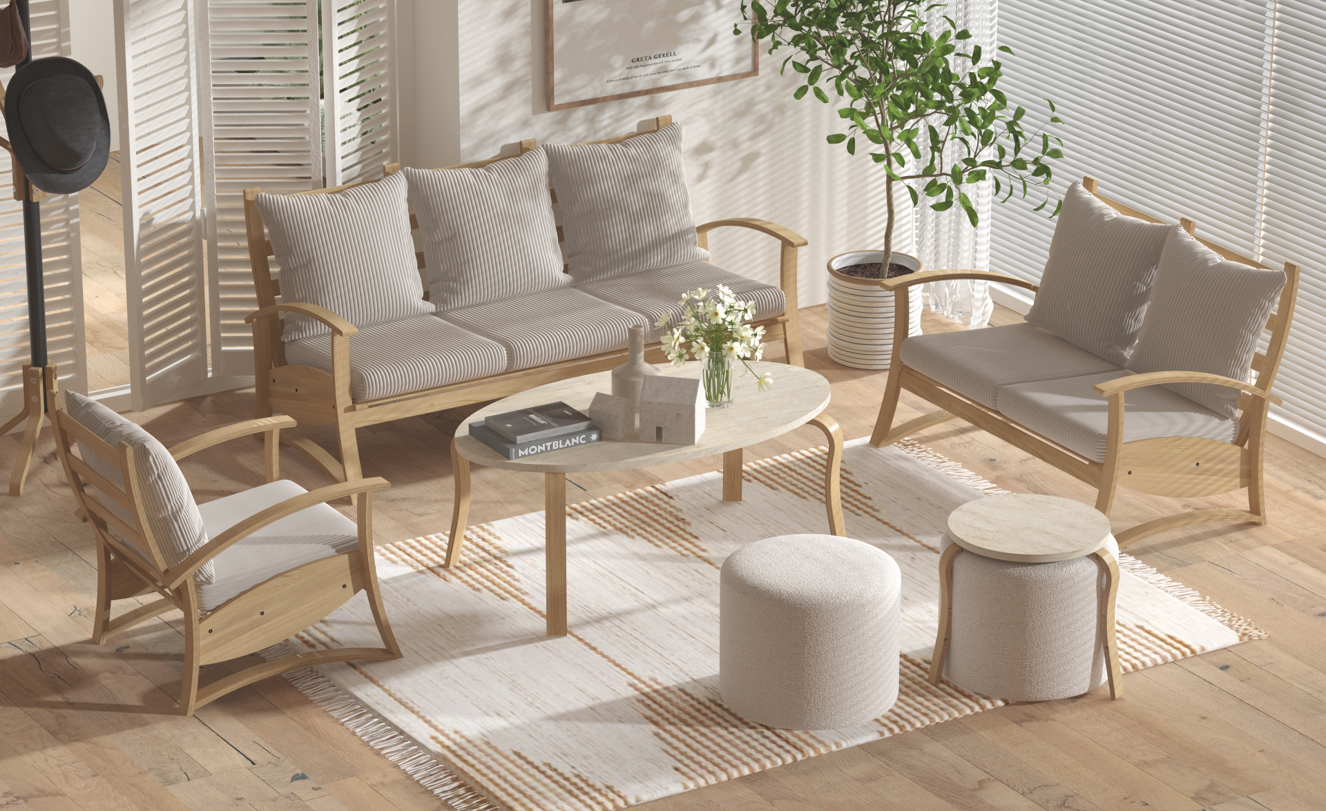 Vilinze Nora 321 Eva Orta Sehpalı Bahçe Balkon Takımı