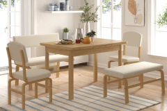 Vilinze Ege Sandalye Peri Bank Fırat Mutfak Masası Takımı - 80x120 cm Beyaz