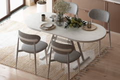 Vilinze Venüs Sandalye Afyon Mutfak Masası Takımı - 80x140 cm Gri - 4 Adet