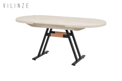 Vilinze Venüs Sandalye Afyon Mutfak Masası Takımı - 80x140 cm Traverten/Siyah - 4 Adet