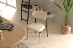 Vilinze Venüs Sandalye Afyon Mutfak Masası Takımı - 80x140 cm Naturel/Siyah - 6 Adet