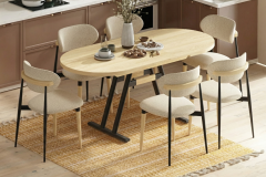 Vilinze Venüs Sandalye Afyon Mutfak Masası Takımı - 80x140 cm Naturel/Siyah - 6 Adet