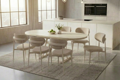 Vilinze Venüs Sandalye Afyon Mutfak Masası Takımı - 80x140 cm Traverten/Vizon - 6 Adet