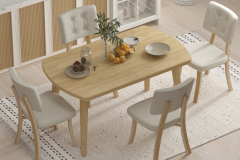 Vilinze Mir Sandalye Aras Mutfak Masası Takımı - 80x140 cm Naturel - 4 Adet