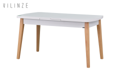 Vilinze Mir Sandalye Aras Mutfak Masası Takımı - 80x140 cm Beyaz/Naturel - 4 Adet