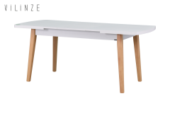 Vilinze Mir Sandalye Aras Mutfak Masası Takımı - 80x140 cm Beyaz/Naturel - 4 Adet