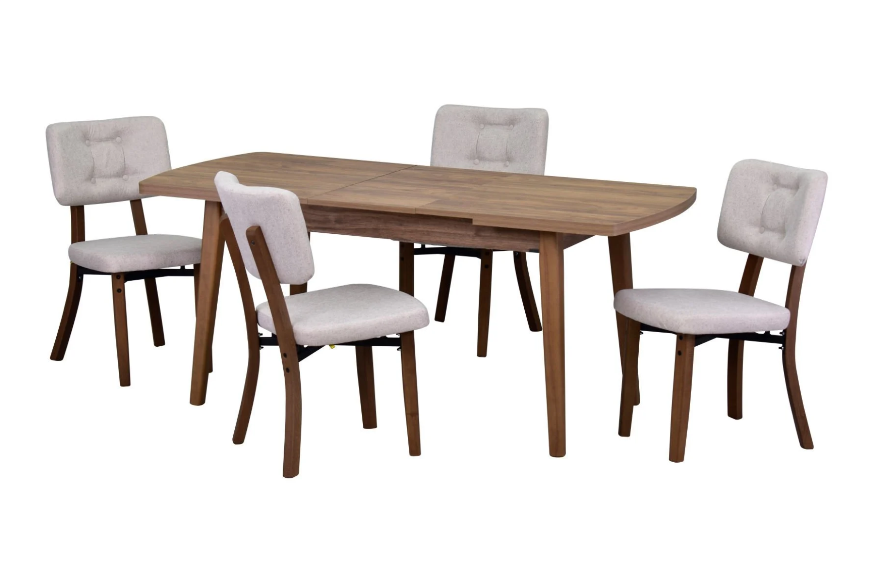Vilinze Mir Sandalye Aras Mutfak Masası Takımı - 80x140 cm Kestane - 4 Adet