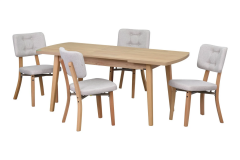 Vilinze Mir Sandalye Aras Mutfak Masası Takımı - 80x140 cm Naturel - 6 Adet