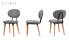 Vilinze Akdeniz Sandalye Golf Mutfak Masası Takımı - 70x120 cm Gri - Beyaz/Naturel - 4 Adet